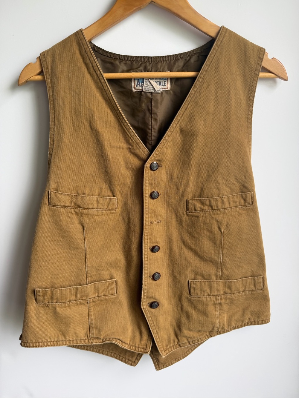 VTG Aeropostale 100% Cotton Button Khaki Vest Brown Mens L